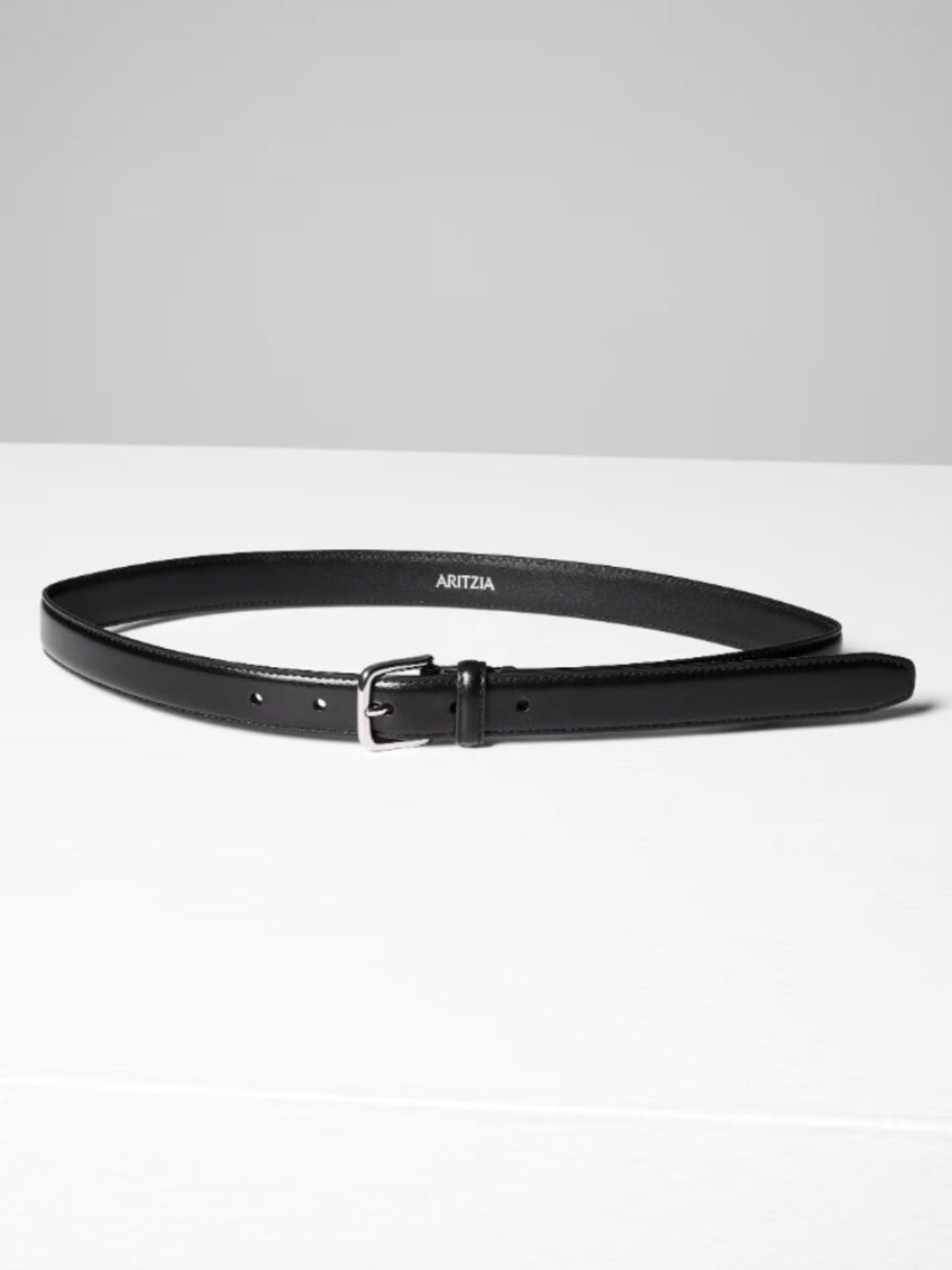 NWT! Aritzia Essential Solid Brass Leather Belt Black Silver Small